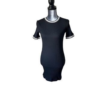 American Apparel black & white short sleeve knit sweater dress
